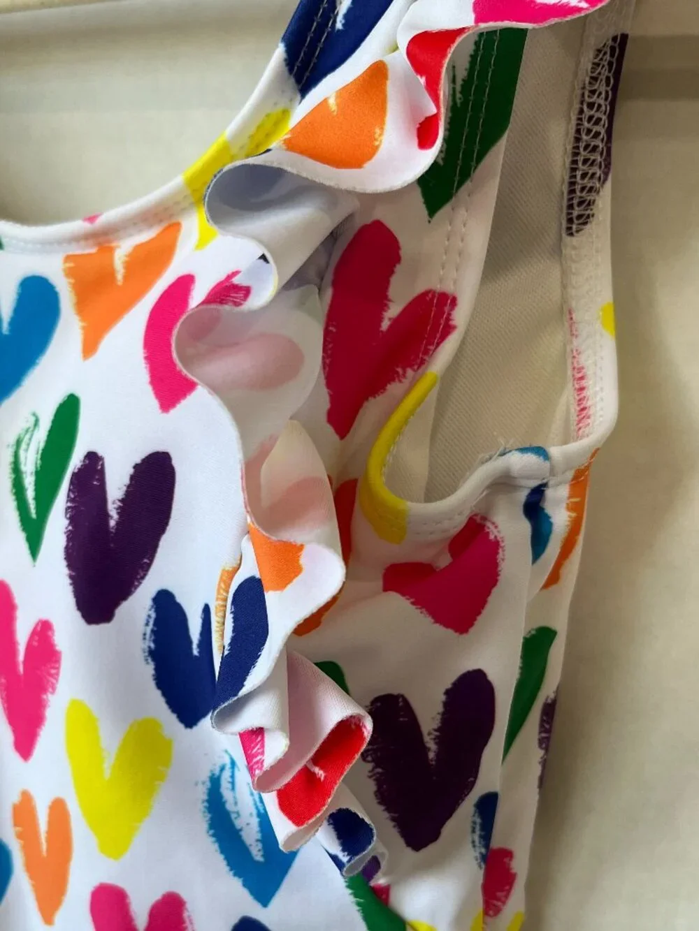 Girl - 12 & 14 - NWT Tweenstyle Ruffle Swimsuit in Multi Hearts